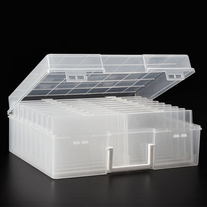 Photo Storage Box with 14 or 18 Inner Keeper Cases in Clear, Black or Multicolor Configurations