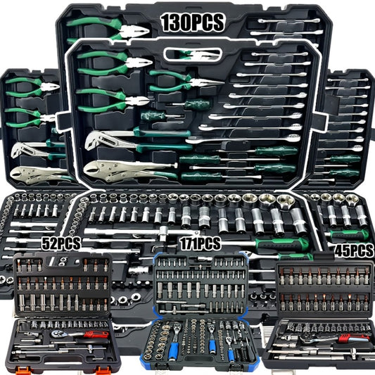 Emergency Vehicle Repair Tool Kit 45 to 171-Piece – Multi-Function Combination Wrench Set for Car, Bicycle & Motorcycle Outdoor Maintenance
