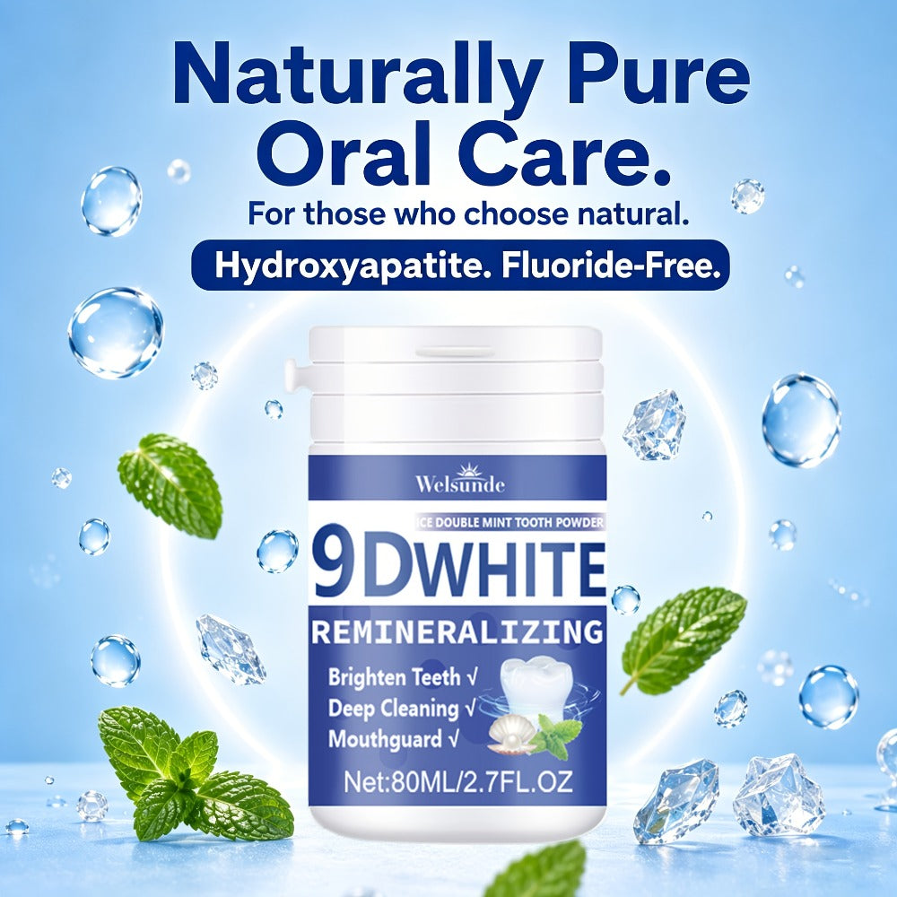 Hydroxyapatite Tooth Powder 2-Pack Remineralizing Fluoride-Free Deep Cleaning Whitening Mint Toothpowder for