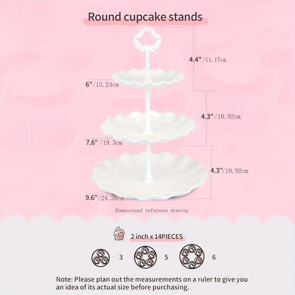 Tiered Cupcake Stand Set 10pcs - 3 Double Layer & 3 Triple Layer Dessert Stands + 4 Appetizer Trays for Birthday Wedding Party