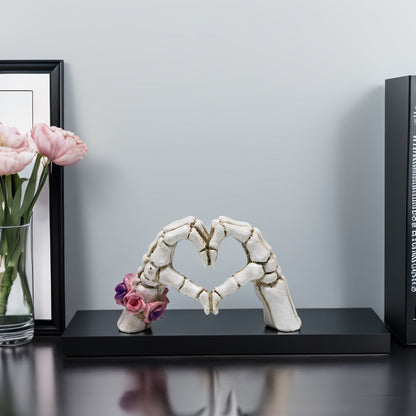 Skull Heart Hand Resin Statue - Gothic Desktop Decoration Modern Art Sculpture for Home Decor, Halloween Decor, Office & Shelf Display, Unique Gift for Art Lovers & Gothic Decor Enthusiasts