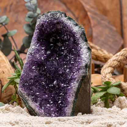 Purple Crystal Geode-Style Decor Cluster with Three Weight-Range Options and Polished Display Edges