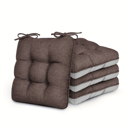 Tufted Chair Cushion Sets in 4- or 8-Piece Options with M/L Sizes, Tie Straps and 12 Color Choices