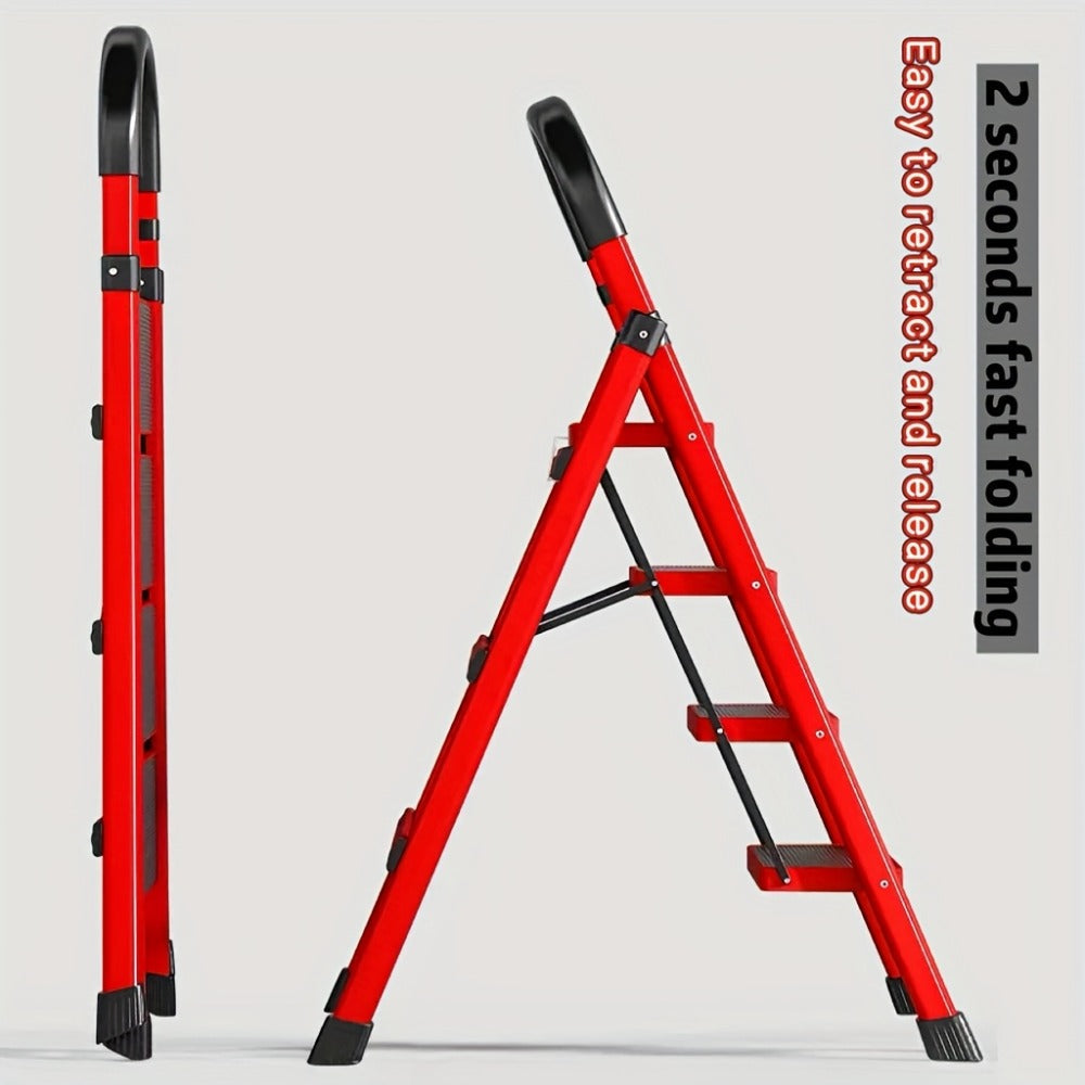 Portable Folding Step Ladder 3/4/5-Step, 500 lbs Weight Capacity, Heavy Duty Non-Slip Plastic Step Stool Ladder, Lightweight Foldable Ladder for Household, Kitchen, Office & Industrial Use