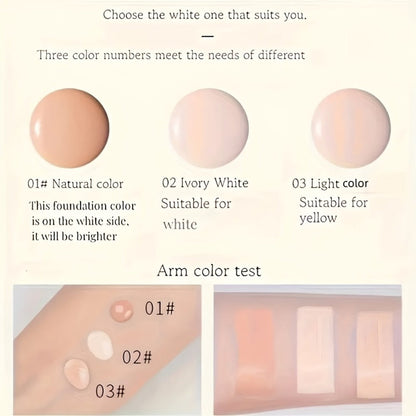 Moisturizing BB Cream Liquid Foundation Set 2-Piece with Makeup Sponge — Flawless Long-Lasting Medium Coverage Skin-Isolating Concealer for All Skin Types Women Natural & Light Beige Shades