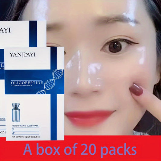 Overnight Sleep Mask Gel with Niacinamide Oligopeptide & Hyaluronic Acid — Alcohol-Free Moisturizing Night Serum for Dry Skin, Portable Single-Use Packets 20 or 40 Packs Skincare Gift