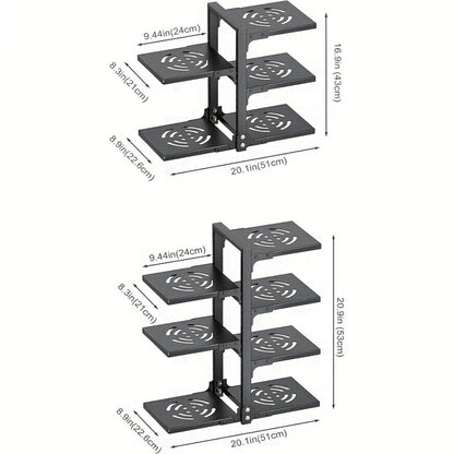 Multi-Tier Kitchen Storage Rack with Two-, Three-, Four- or Bilateral Seven-Shelf Layouts in Black, White or Gray