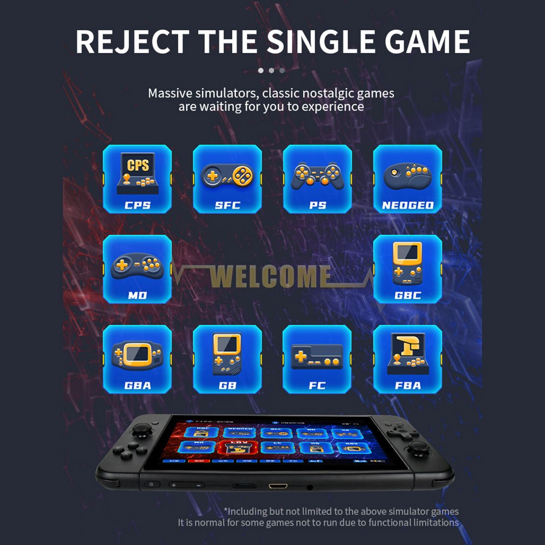 Handheld Game Console Powkiddy X70 with 7-Inch IPS HD, 1024x600 resolution, 32GB or 128GB Options, 3500mAh Battery, Mini HDMI