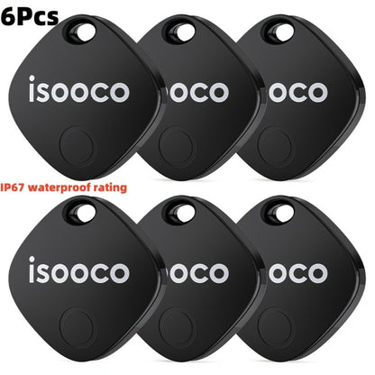 Black Mini Item Tracker Tags Six-Piece Set with Keyring Holes and One 6-Pack Checkout Pictured