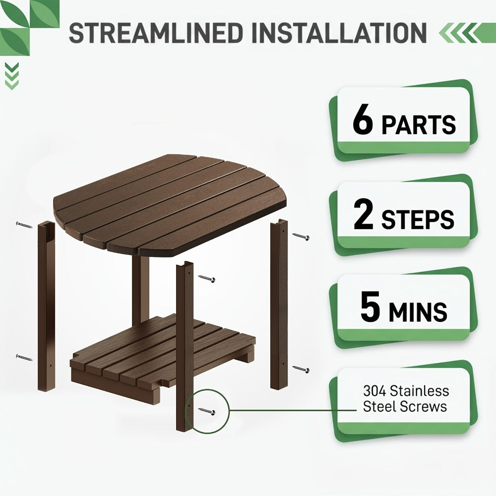 16.5-Inch HDPE Outdoor Side Table, Outdoor Accent Table for Patio detail image - detail view 10