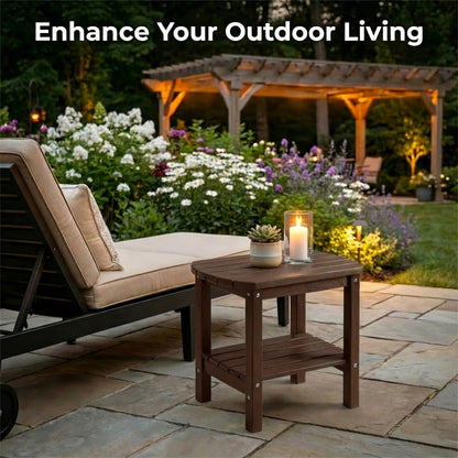 16.5-Inch HDPE Outdoor Side Table, Outdoor Accent Table for Patio detail image - detail view 12
