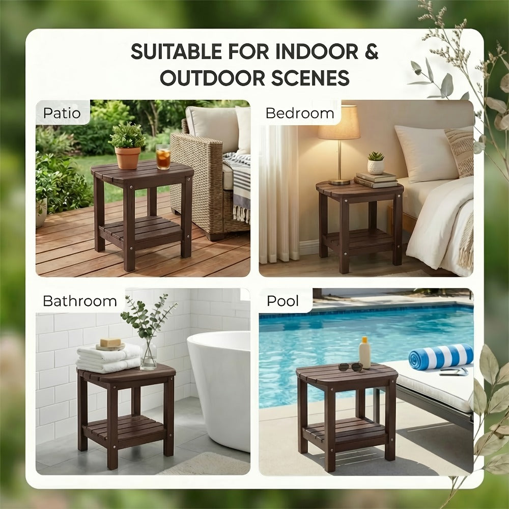 16.5-Inch HDPE Outdoor Side Table, Outdoor Accent Table for Patio detail image - detail view 6