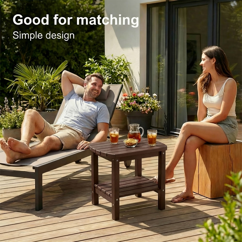 16.5-Inch HDPE Outdoor Side Table, Outdoor Accent Table for Patio detail image - detail view 8