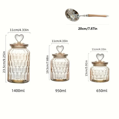Airtight Glass Food Storage Jars with Clamp Lids 4-Set | 21.98oz & 47.34oz Clear Kitchen Canisters for Sugar, Flour, Coffee, Spices, Cereal & Grains