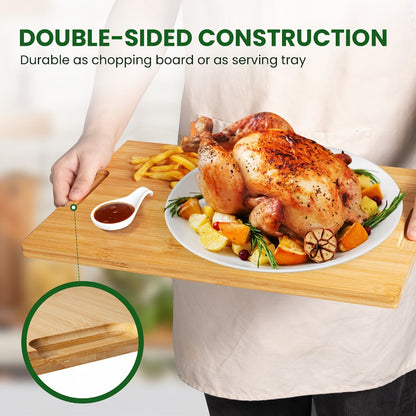 Four-Piece Bamboo Cutting Board Set with Graduated Sizes, Juice Grooves and Storage Rack Included