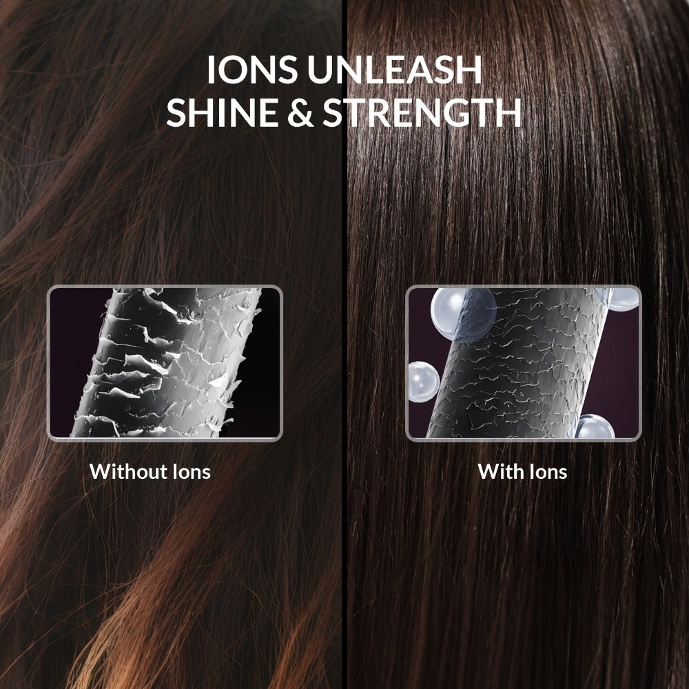 Ionic Hair Straightener Brush Anti-Scald – Precise Temperature Control Auto Shut-Off Straightening Comb Flat Iron for Women All Hair Types – Rose Gold, Black, Gift for Her