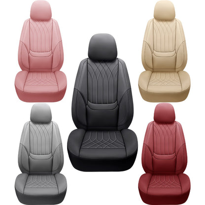 Waterproof Car Seat Covers Full Coverage PU Leather – Full Set for 2 or 5 Seats, Universal Fit Cars SUVs Trucks, Seat Protector Cushion, Black / Beige / Pink / Grey / Red