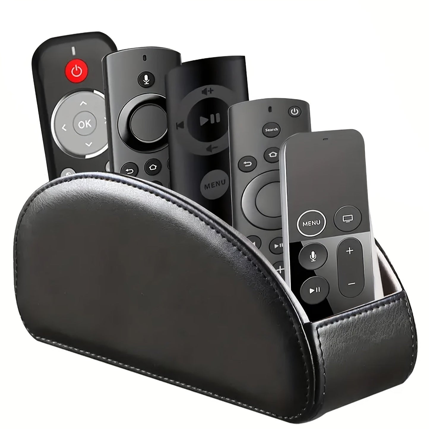 Faux Leather Desktop Organizer 5 Compartments – Multifunctional Remote Control Holder Caddy, Pen Holder Storage Box for Remote Controls, Pens, Eyeglasses, Makeup Brushes & Office Stationery, 10 Styles