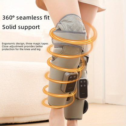 Light Gray Air-Compression Knee Wrap with Three Massage Modes, Three Heat Levels and Extension Strap