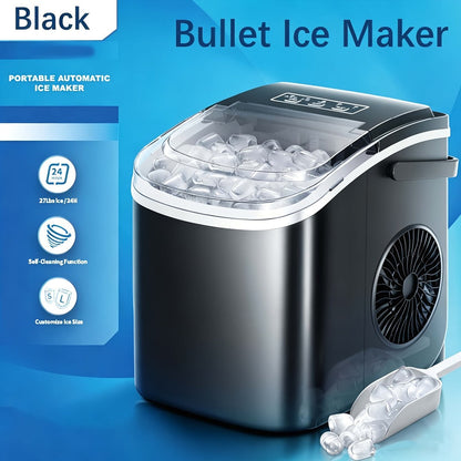 Countertop Bullet Ice Maker with 26 lb Daily Label, Cleaning Cycle and Four Color Selections