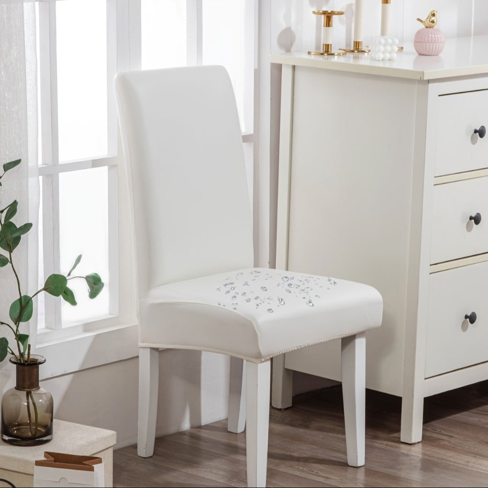 Chair Cover Set of 4 or 6 Stretch PU Leather Dining Slipcovers in Nine Available Color Choices