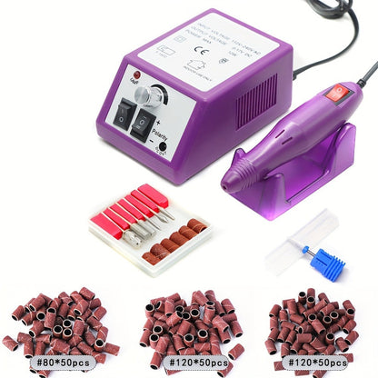 Professional Nail Drill Kit 20000RPM with 6 Drill Bits & 50 Sanding Bands — Electric Manicure Pedicure Machine Low Noise Dual-Hand for Acrylic Gel Natural Nails, Home & Salon Nail File Set, 8-in-1 Option