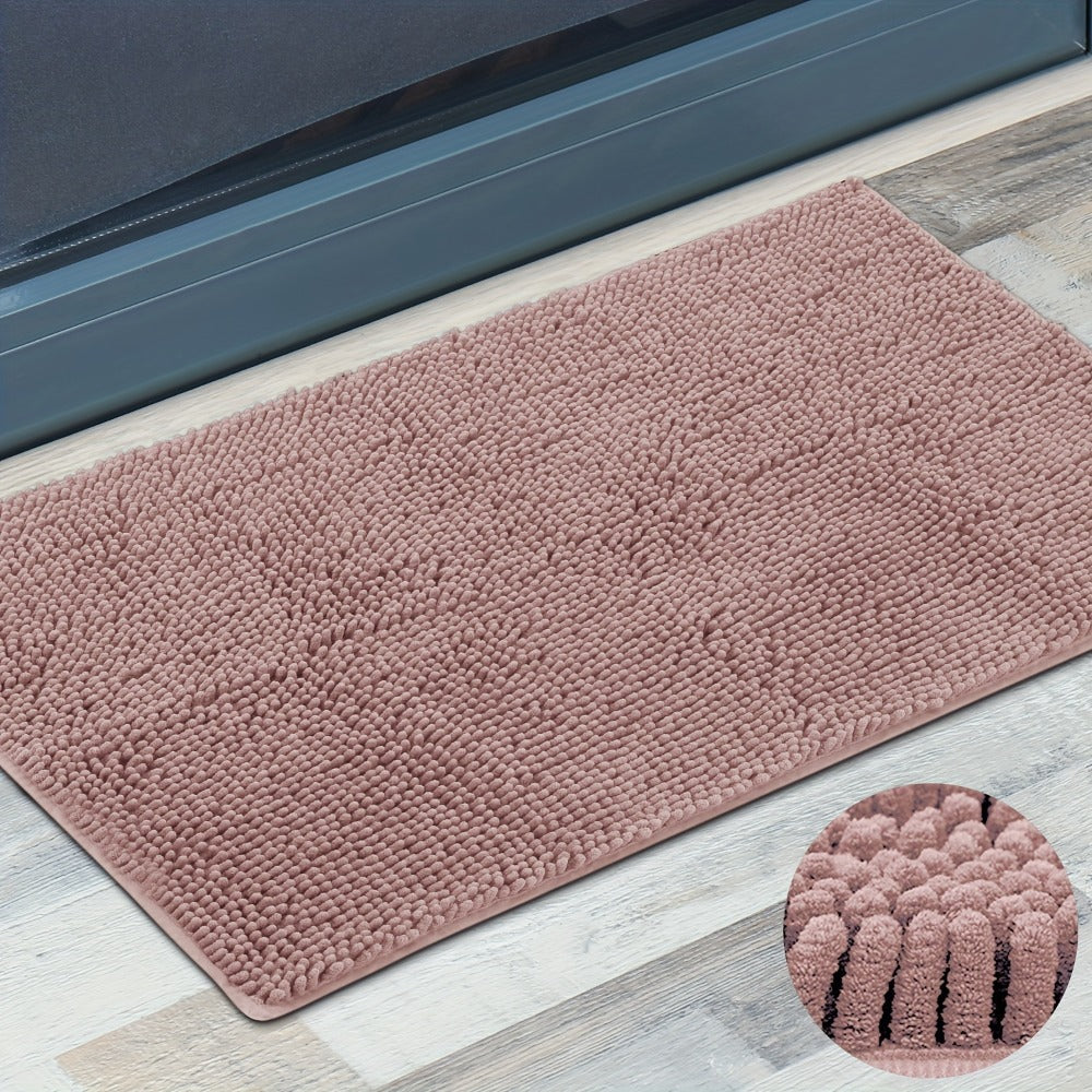 Chenille Doormat Absorbent Non-Slip Washable Indoor Outdoor Mat - Soft Shaggy Entryway Rug for Muddy Paws, Pets & Dogs | Machine Washable Front Door Mat in 18 Colors & 5 Sizes | Anti-Slip Rubber Backing
