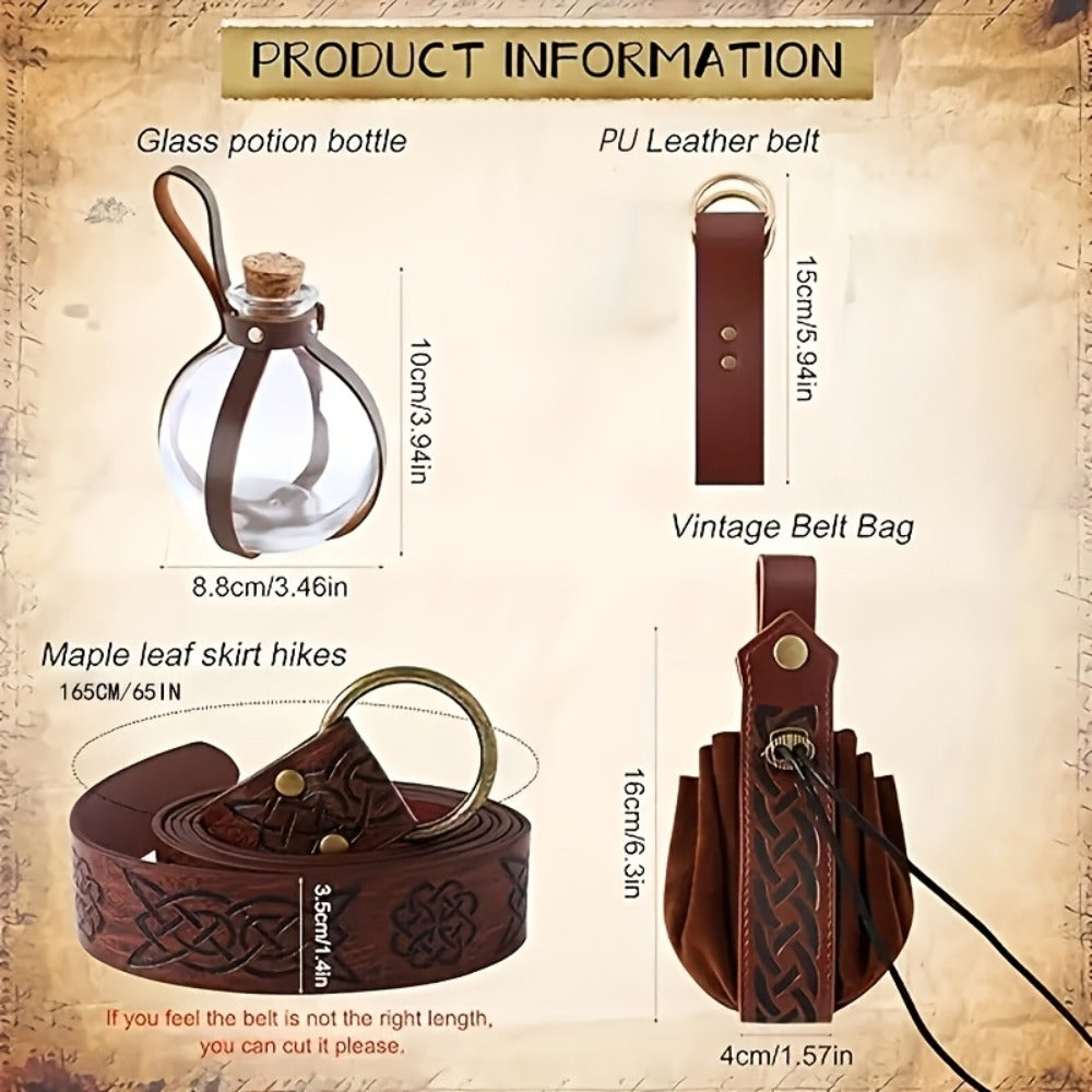 Renaissance Costume Waist Belt Set with Corset, Pouches and Four Exact Checkout Configurations