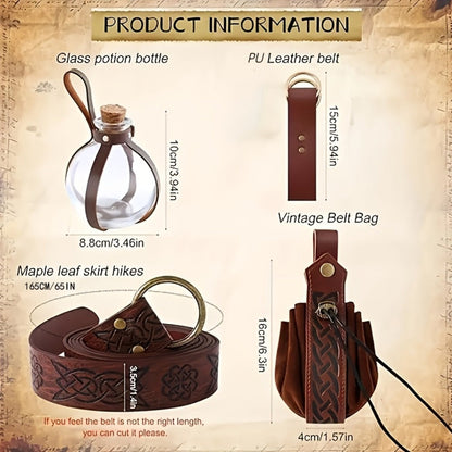 Renaissance Costume Waist Belt Set with Corset, Pouches and Four Exact Checkout Configurations