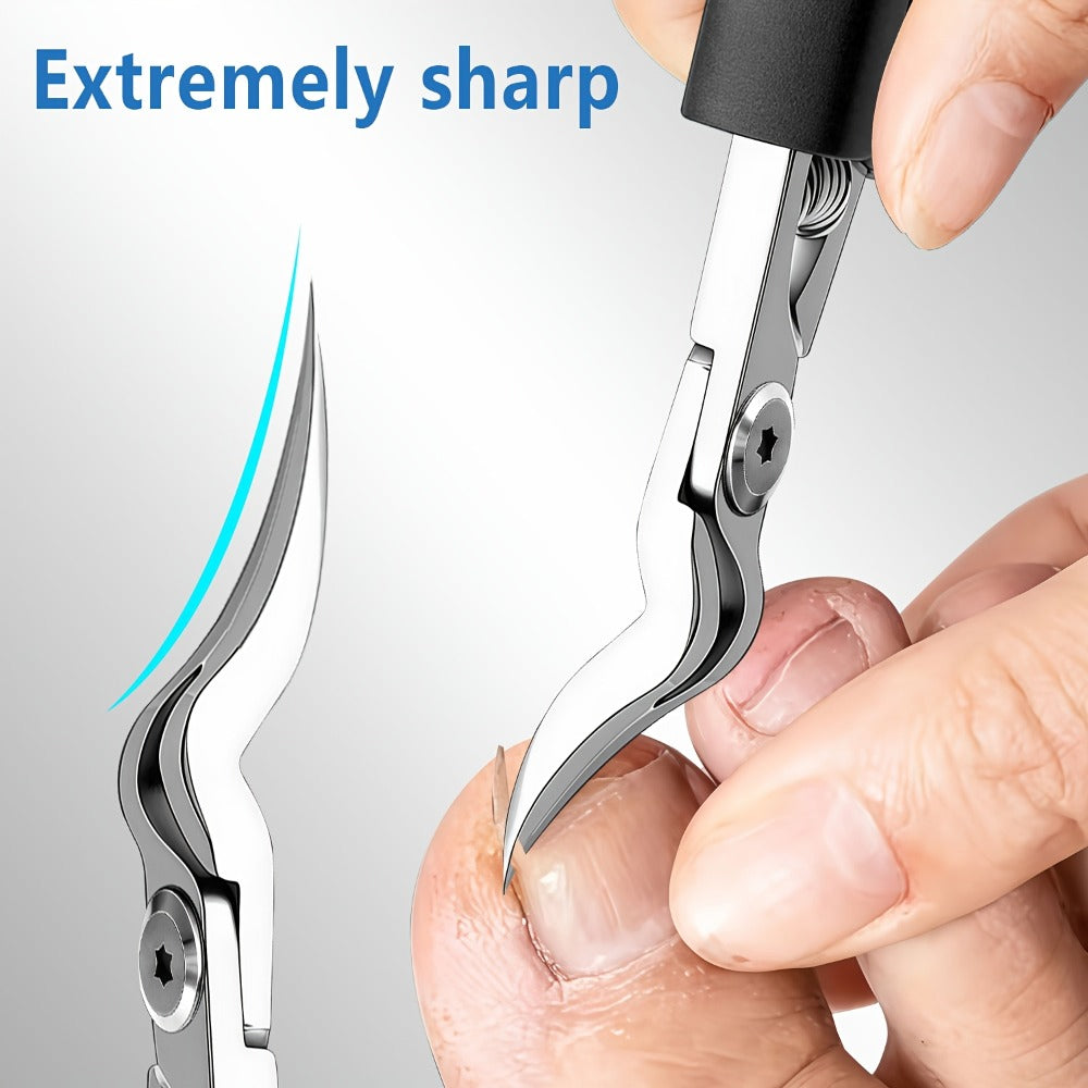 Seven-Piece Toenail Clipper Kit with Angled Nippers, Curved Blade Tool, Nail File and Lifter
