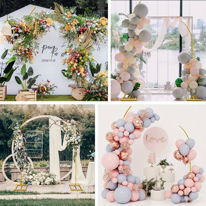 Two-Piece Gold-Color Balloon Arch Stand Set with Six- and Eight-Foot Curved-Top Frames for Home and Everyday Use