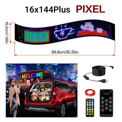 Flexible LED Matrix Screen Display DIY Text Picture & GIF, App & Remote Control, 5V USB Powered, 16x32 to 16x144