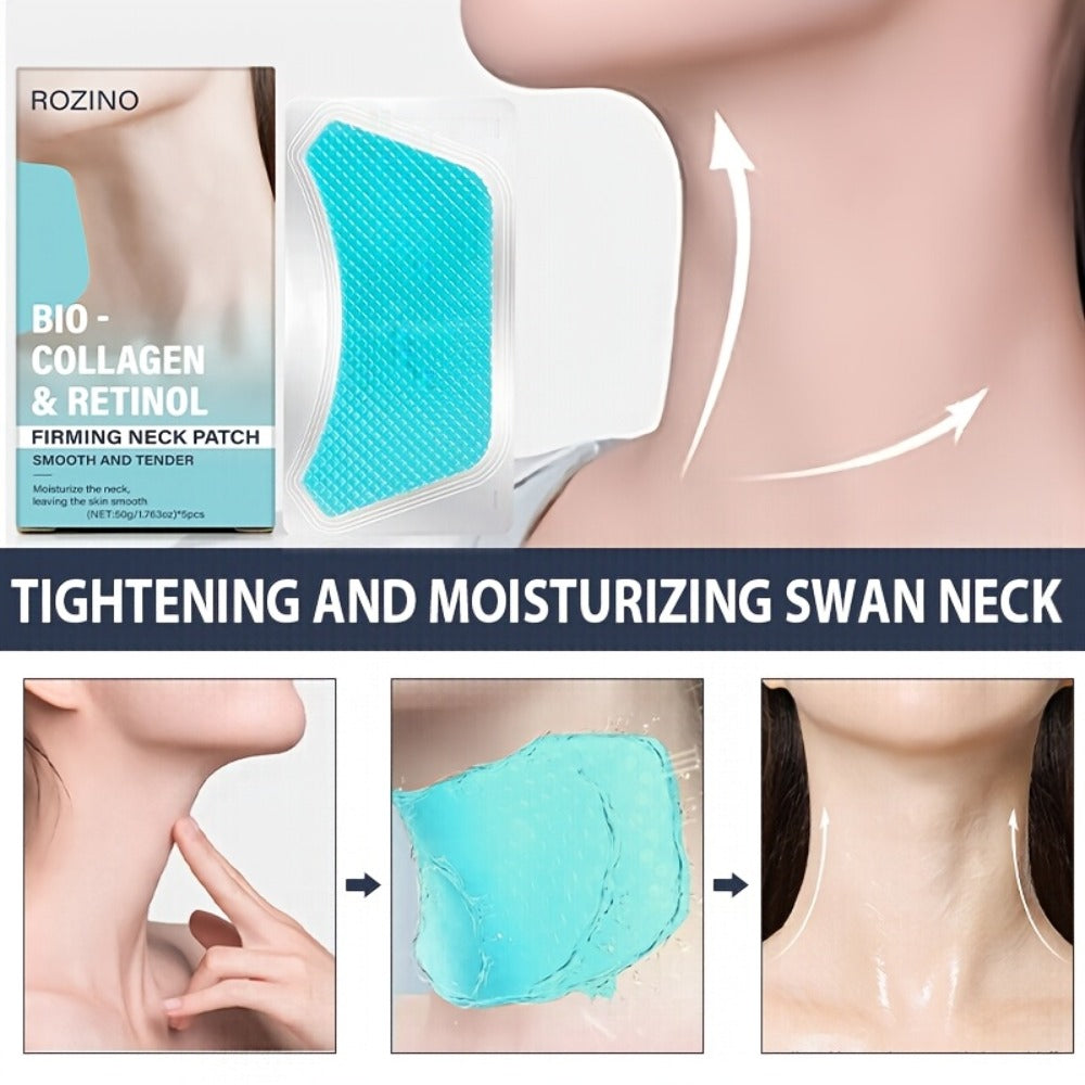 Neck Mask Patch 5pcs Firming & Lifting — Bio Collagen, Bee Venom & 4-in-1 Retinol Gel Patch, Reduces Wrinkles & Sagging, Brightening Anti-Aging Neck Skin Care for Women