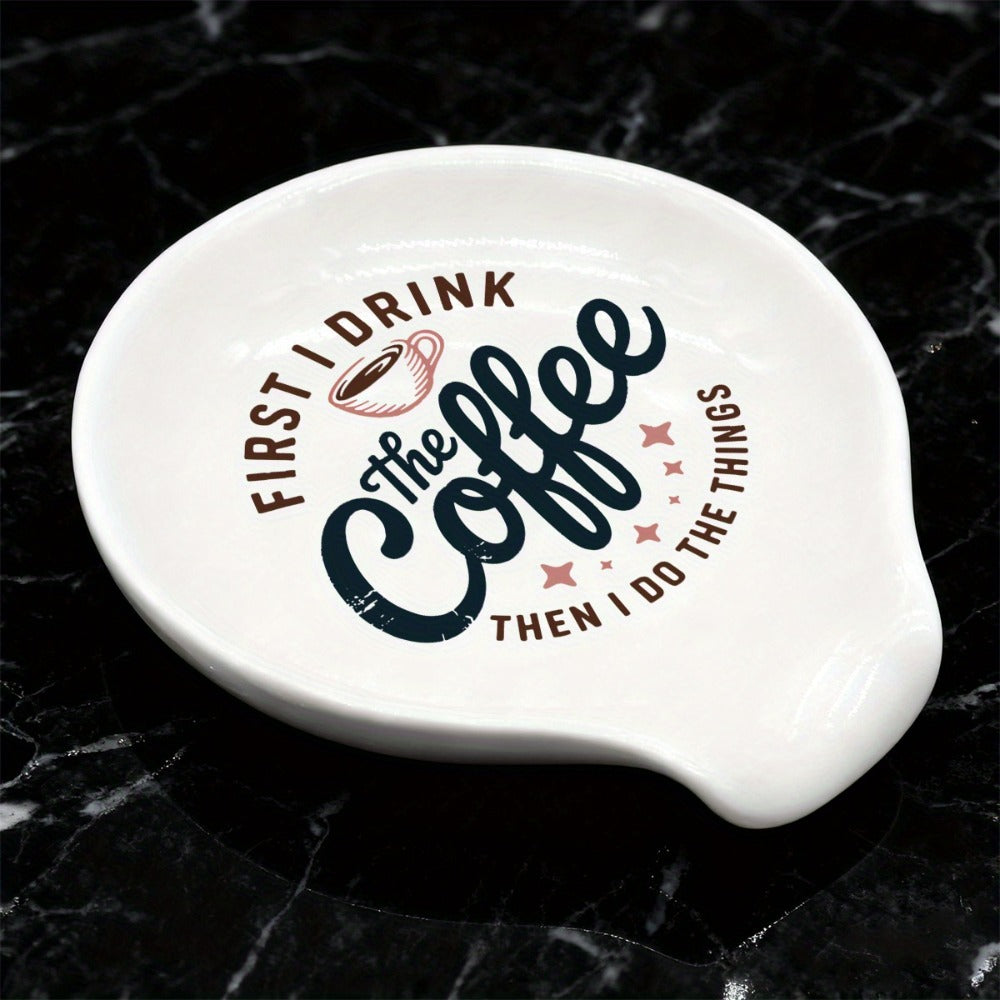 Ceramic Spoon Rest Funny Coffee Quote – "A Cup of No Return" Ceramic Utensil Holder for Coffee & Tea Spoons, Cute Spoon Holder for Kitchen Counter, Cafe Decor, Perfect Coffee Lover Gift