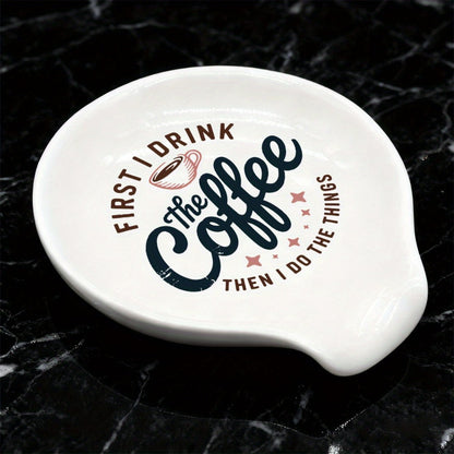 Ceramic Spoon Rest Funny Coffee Quote – "A Cup of No Return" Ceramic Utensil Holder for Coffee & Tea Spoons, Cute Spoon Holder for Kitchen Counter, Cafe Decor, Perfect Coffee Lover Gift