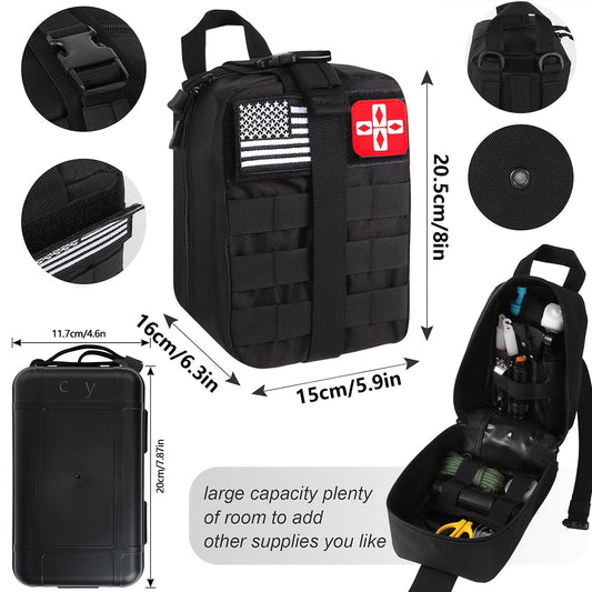 Survival Kit with Fire Starter & Compass – 14/152/258 Piece Outdoor Survival Gear Set for Camping, Hiking & Emergency | Perfect Gift for Men