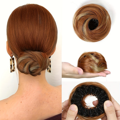 Hair Accessories Four-Inch Curly Bun Hair Piece in Six Synthetic Fiber Colors for Updo Styling