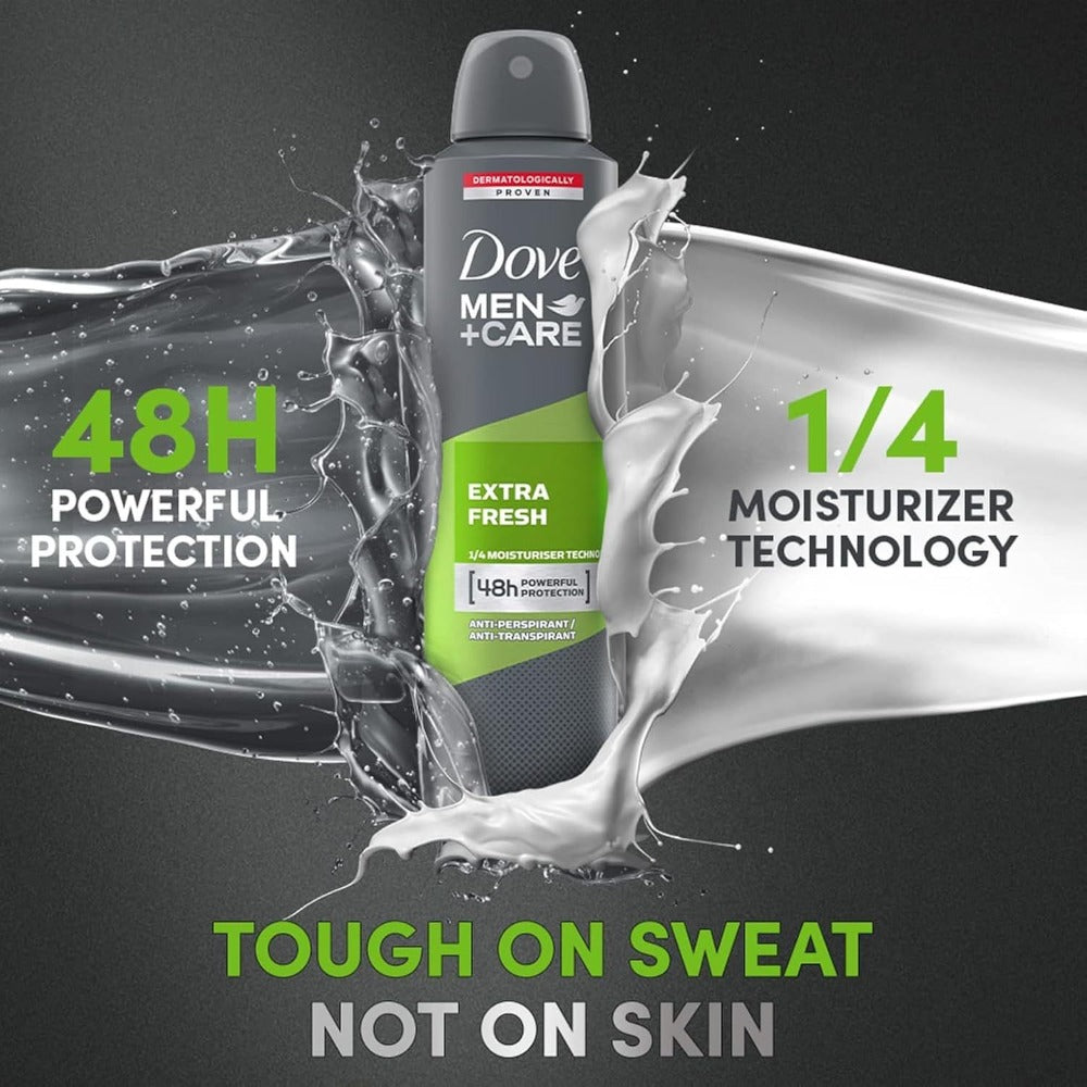 Dove Men+Care Extra Fresh Antiperspirant Spray, 150 ml Cans with Three-Pack or Six-Pack Checkout Options