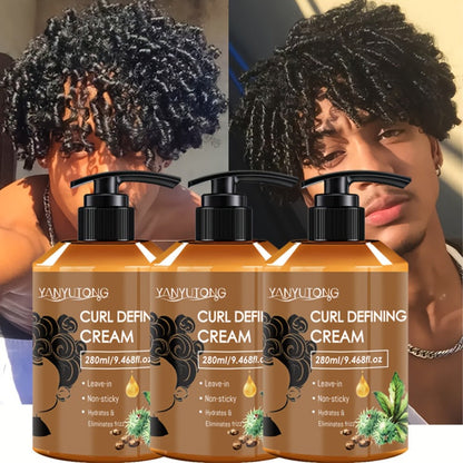 Curl Setting Cream with Castor Oil 280ml - Moisturizing Long-Lasting Curl Definition & Frizz Control, Non-Greasy Lightweight Formula for Wavy, Curly & Straight Hair, Women & Men