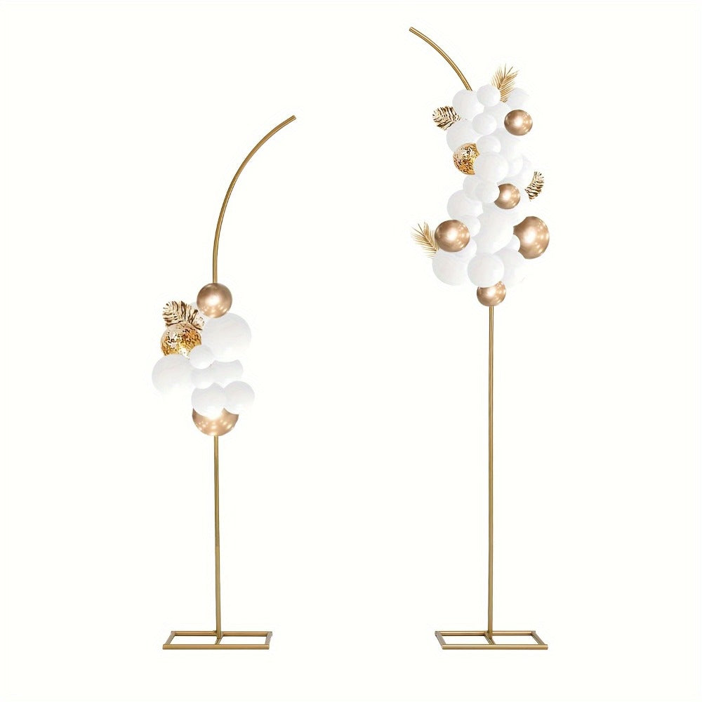 Two-Piece Gold-Color Balloon Arch Stand Set with Six- and Eight-Foot Curved-Top Frames for Home and Everyday Use