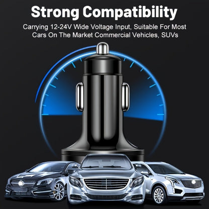 6-in-1 Car Charger 2-Pack with Ambient Light & Voltage Display – Dual PD Fast Charge + QC3.0 + 4 USB Ports Matte Finish – Multi Port USB Car Charger for iPhone 15 14 13 Samsung Android 12V 24V