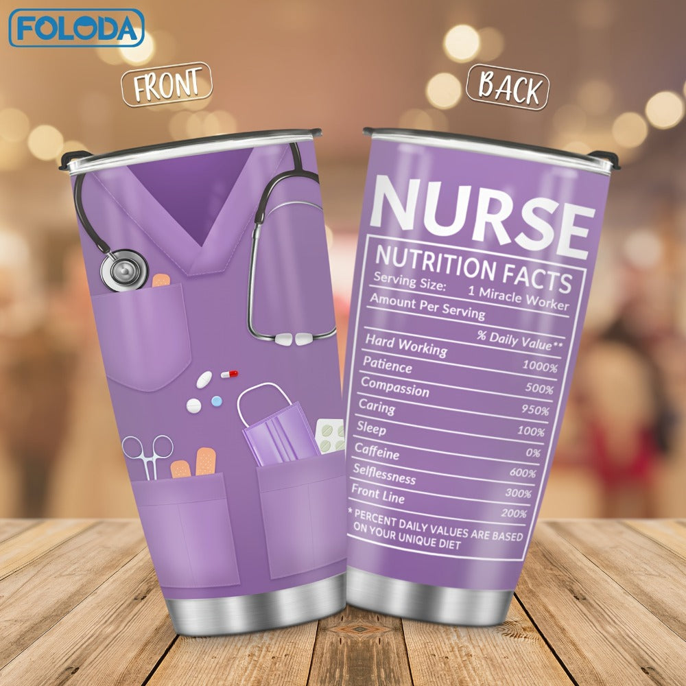 Insulated Tumbler 20oz Nurse Graphic Stainless Steel Vacuum Travel Mug in Four Color Options