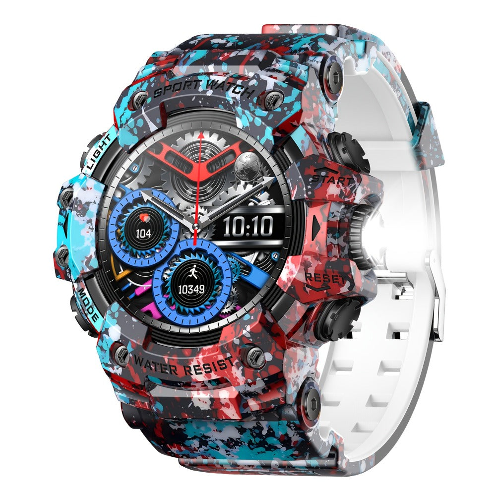 Smartwatch for Men 1.32 Inch Tactical Watch with LED Flashlight, SOS and 100+ Sport Modes in Eleven Colors