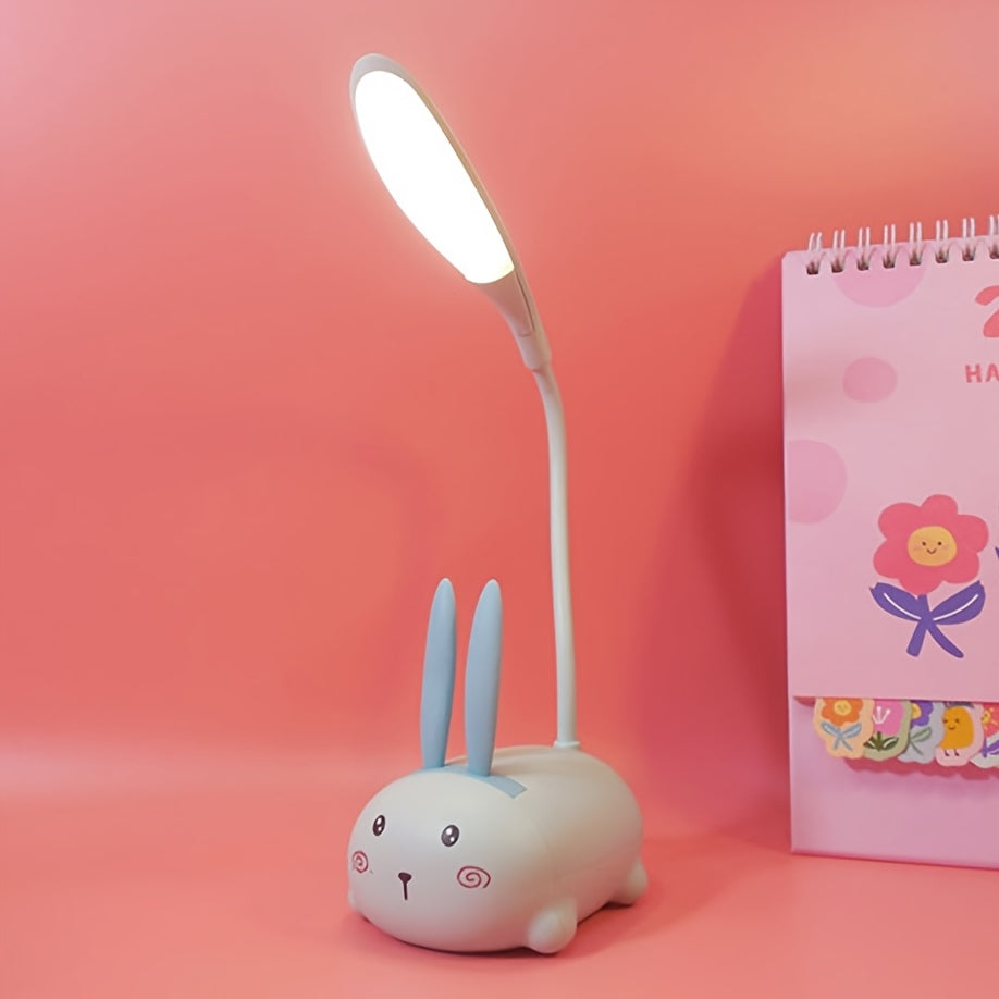 Night Light Mini Animal Desk Lamp with Flexible Neck, USB Rechargeable Power and Five Bunny or Cat Style Options