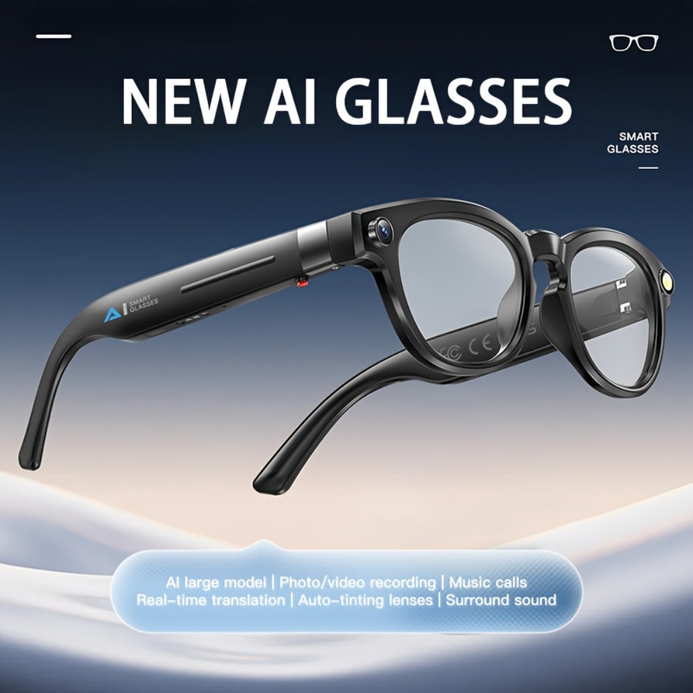ChatGPT Smart Glasses 4K Camera 16GB – AI Real-Time Translation 150+ Languages, Voice Assistant, Wireless Calling & Music, Video Recording Wearable Tech for Men Women Travel Business