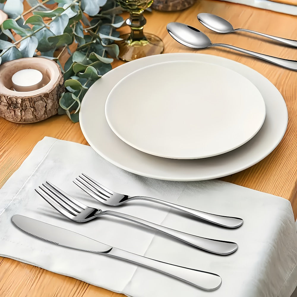 Stainless Steel Silverware Set 20 or 60 Piece – Heavy Duty Commercial Grade, Dishwasher Safe, Rust-Proof & Non-Toxic Bulk Kitchen Tableware with Gift Box for Restaurant, Wedding & Home