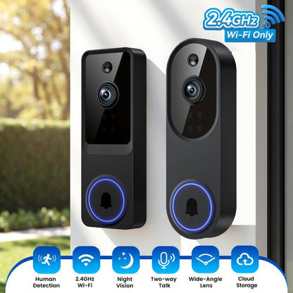 166° Wide Angle Video Doorbell 720P 2.4G 5G Dual-Band WiFi, Color Night Vision, AI Vehicle & Person Detection