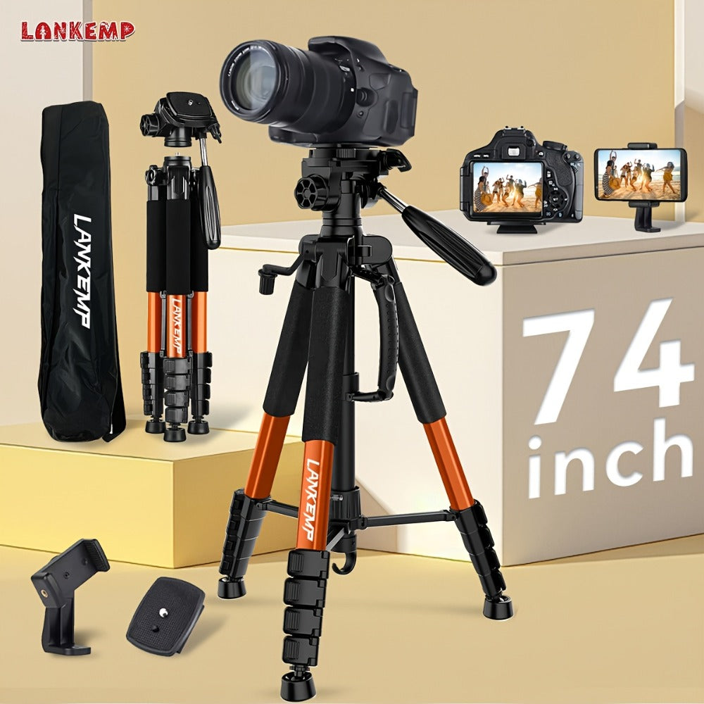ALEiMON 74-Inch Tripod with Dual Quick Release Plate – Heavy-Duty Aluminum Alloy Camera Stand with Phone Clip & Carry Bag for DSLR, Mirrorless, Projector, Spotting Scope & Webcam