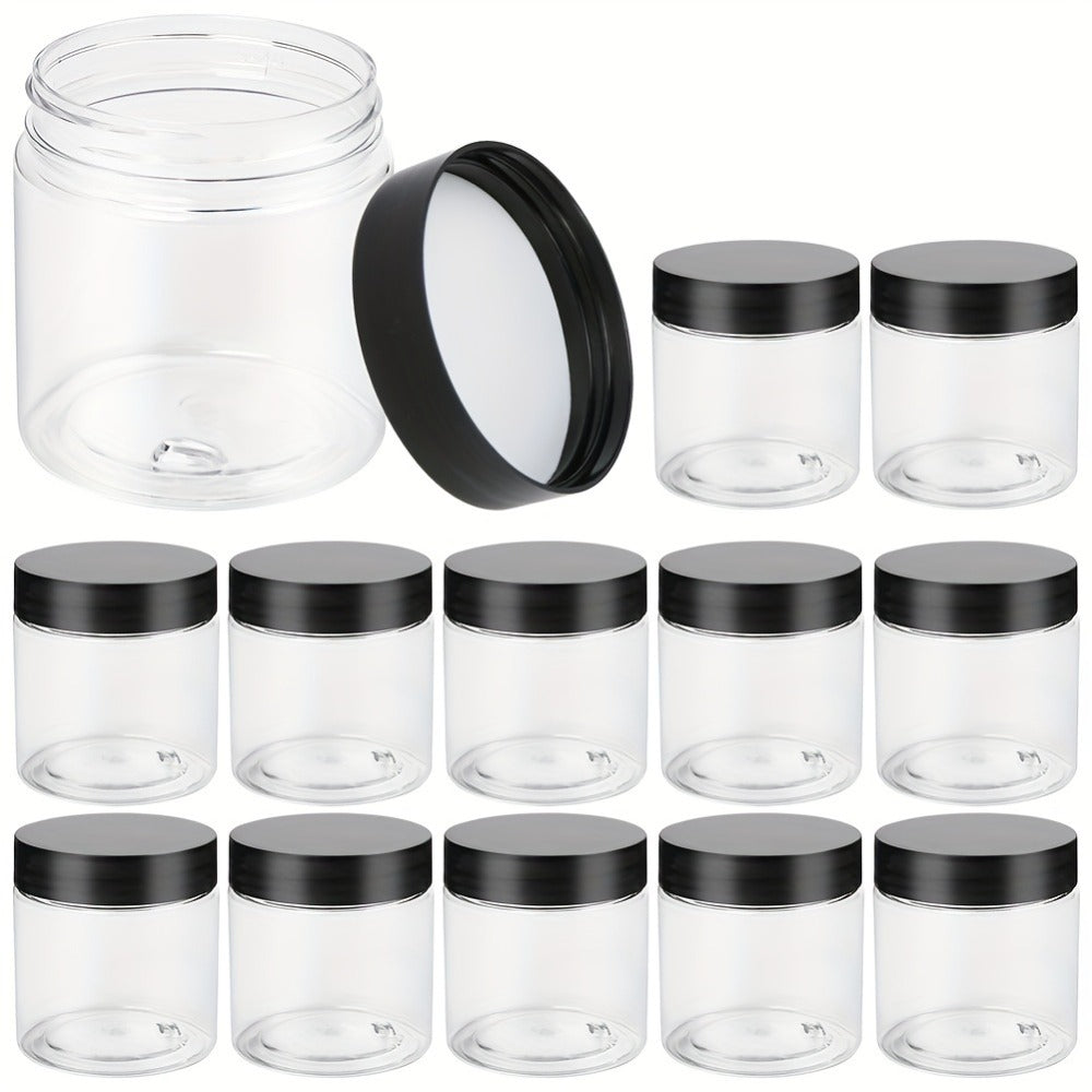 Food Storage Containers Twelve-Piece 4 oz Clear PET Jar Set with Screw-Top Gasket Lids for Hand Washing