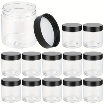 Food Storage Containers Twelve-Piece 4 oz Clear PET Jar Set with Screw-Top Gasket Lids for Hand Washing